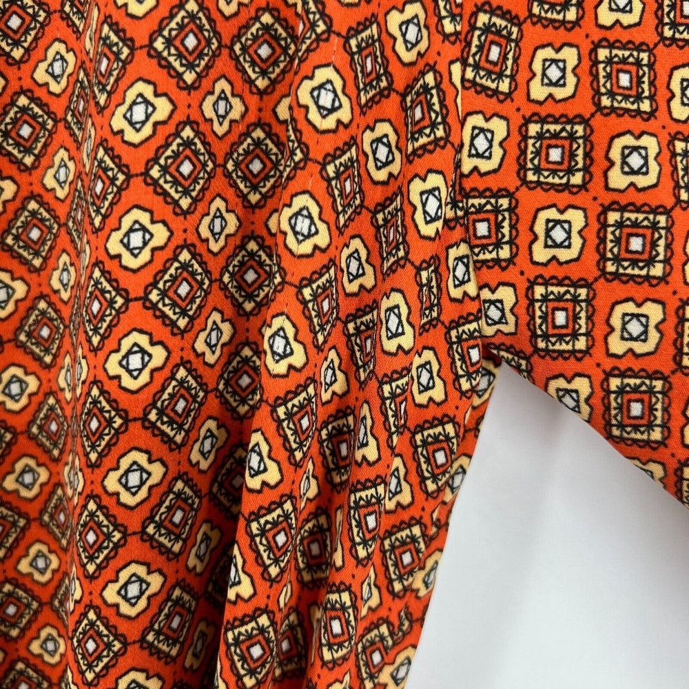 Banana Republic Dress Orange Printed V Neck Long Sleeve Tie Waist - Picture 4 of 11